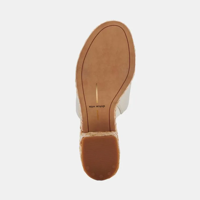 Dolce Vita Elora Heels Ivory Leather Women Mules and Clogs