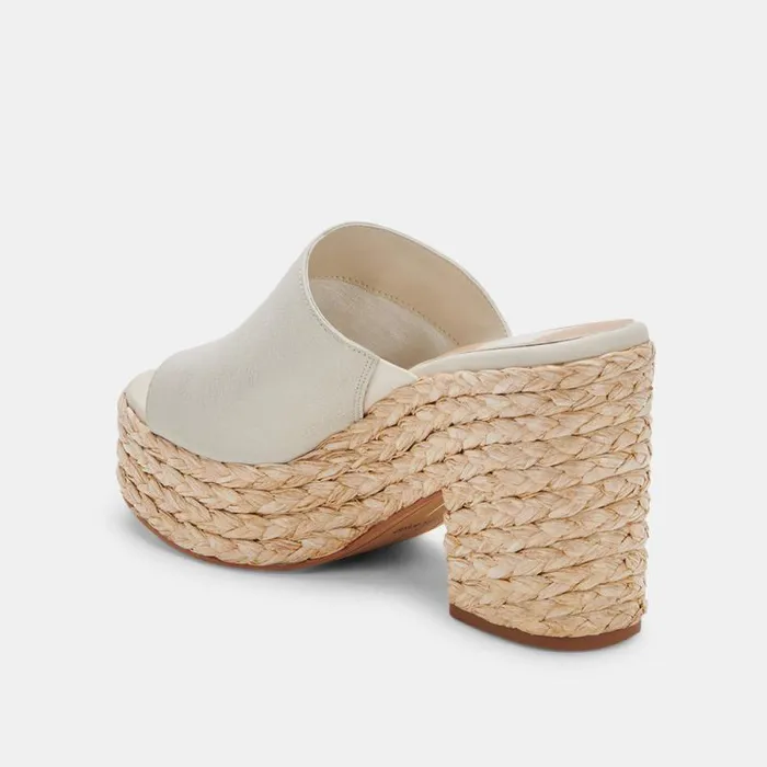 Dolce Vita Elora Heels Ivory Leather Women Mules and Clogs