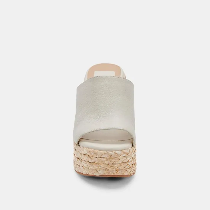Dolce Vita Elora Heels Ivory Leather Women Mules and Clogs
