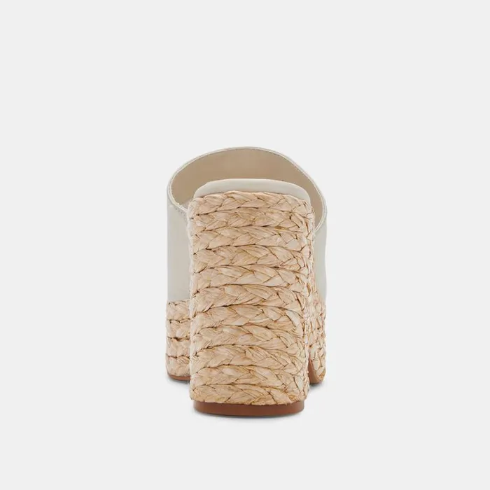 Dolce Vita Elora Heels Ivory Leather Women Mules and Clogs