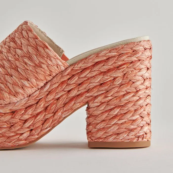 Dolce Vita Elora Heels Orange Raffia Women Wedges