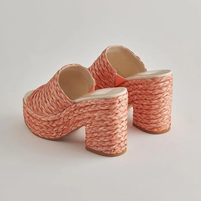 Dolce Vita Elora Heels Orange Raffia Women Wedges