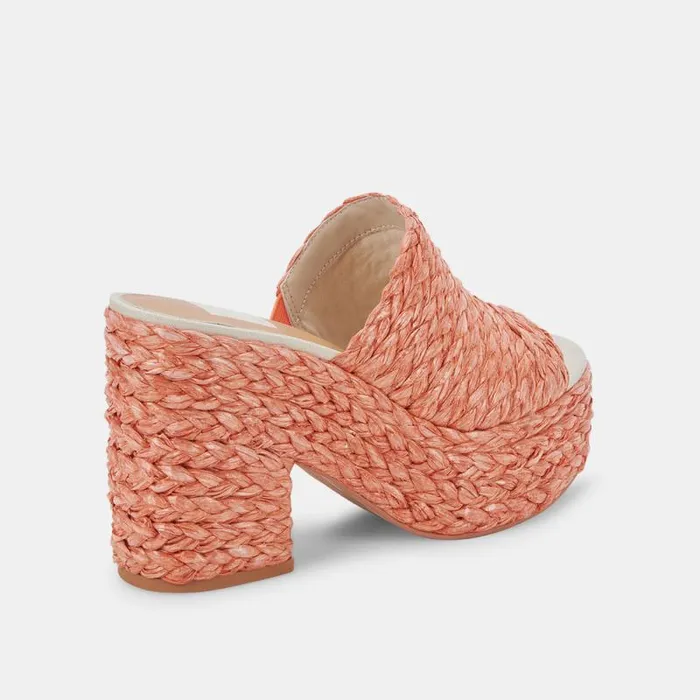 Dolce Vita Elora Heels Orange Raffia Women Wedges
