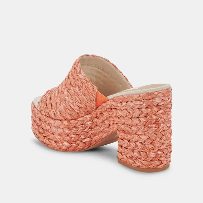 Dolce Vita Elora Heels Orange Raffia Women Wedges