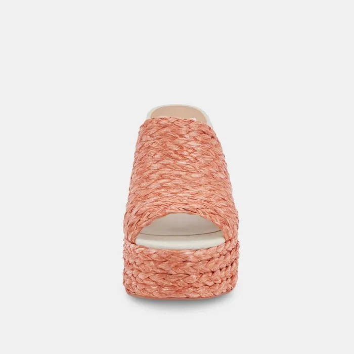 Dolce Vita Elora Heels Orange Raffia Women Wedges