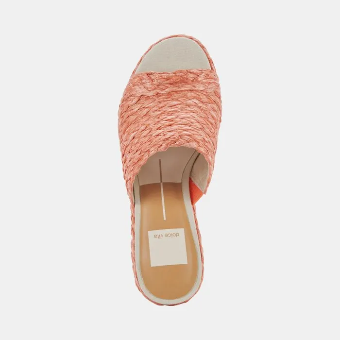 Dolce Vita Elora Heels Orange Raffia Women Wedges