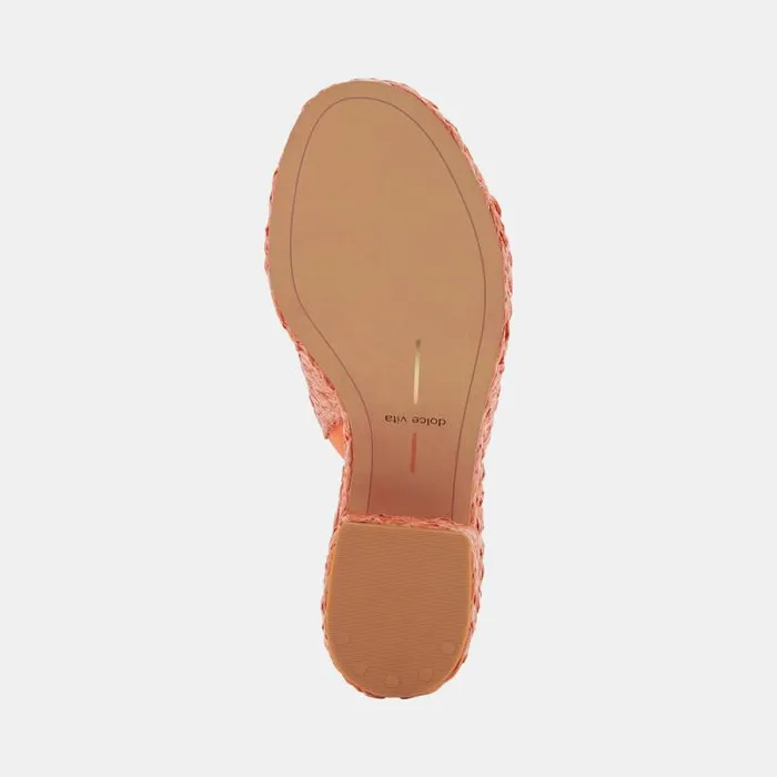 Dolce Vita Elora Heels Orange Raffia Women Wedges