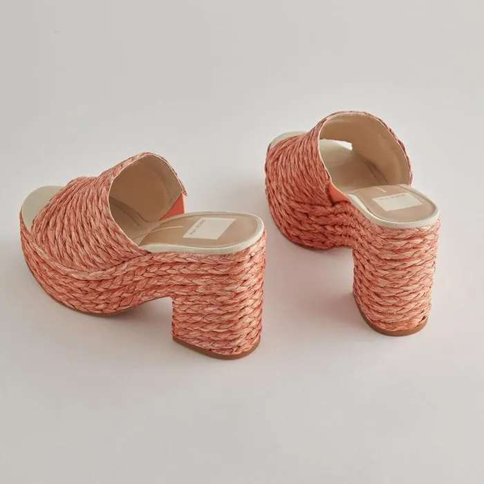 Dolce Vita Elora Heels Orange Raffia Women Wedges