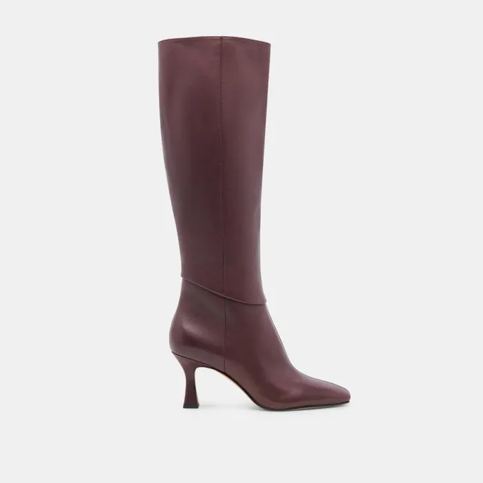 Dolce Vita Gyra Wide Calf Boots Wine Leather Women Boots and Booties
