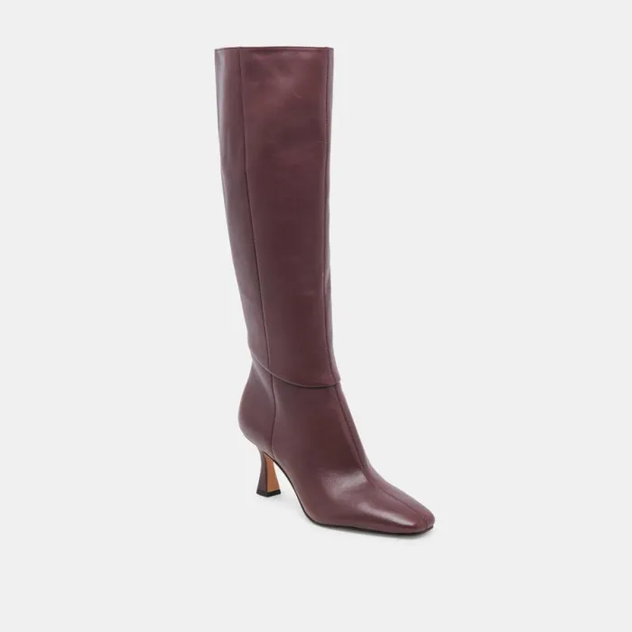 Dolce Vita Gyra Wide Calf Boots Wine Leather Women Boots and Booties