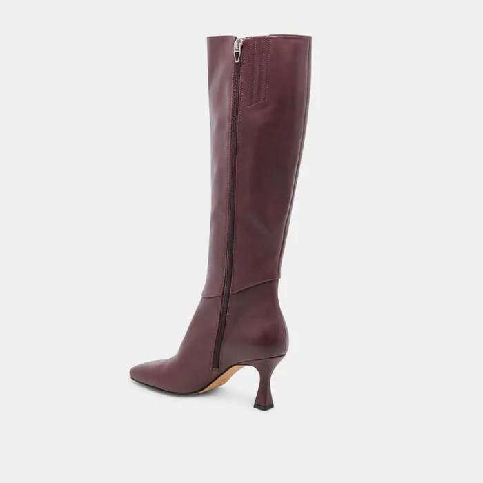 Dolce Vita Gyra Wide Calf Boots Wine Leather Women Boots and Booties