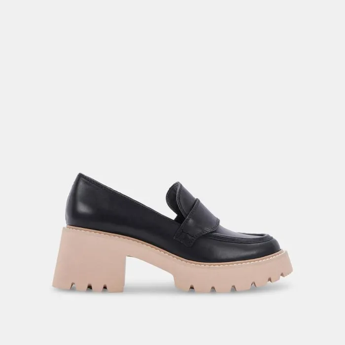 Dolce Vita Halona Loafers Black Leather Women Flats and Loafers
