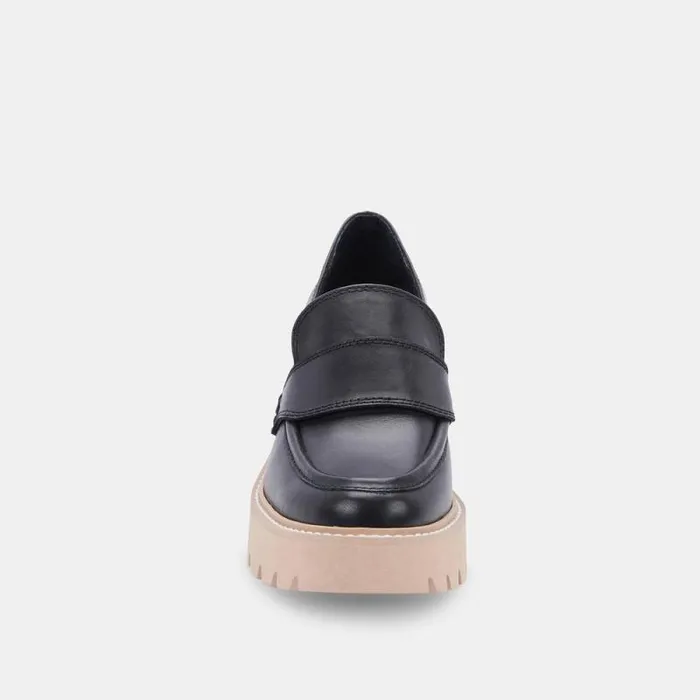 Dolce Vita Halona Loafers Black Leather Women Flats and Loafers