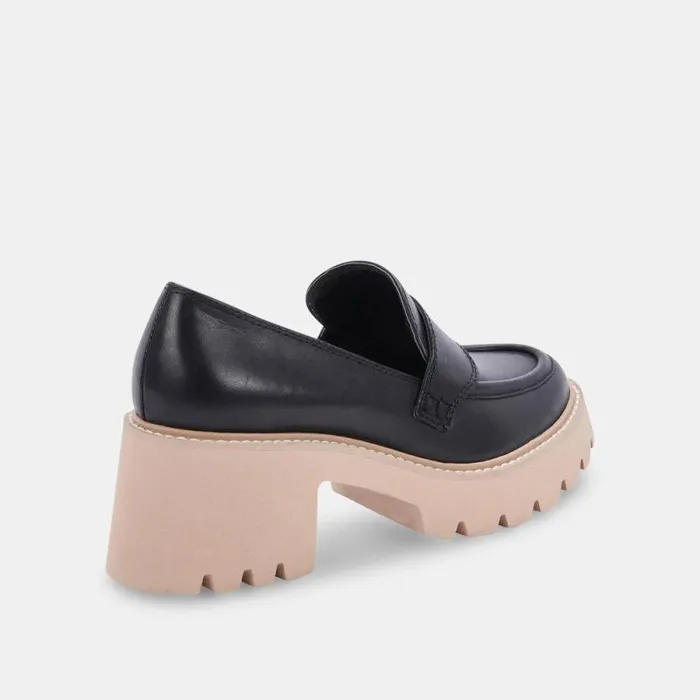 Dolce Vita Halona Loafers Black Leather Women Flats and Loafers