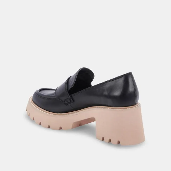 Dolce Vita Halona Loafers Black Leather Women Flats and Loafers