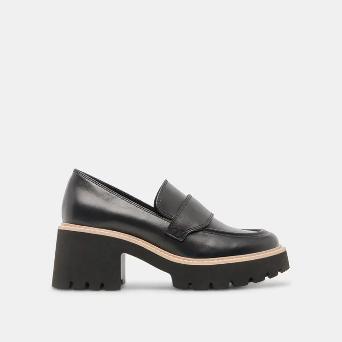 Dolce Vita Halona Loafers Onyx Leather Women Flats and Loafers