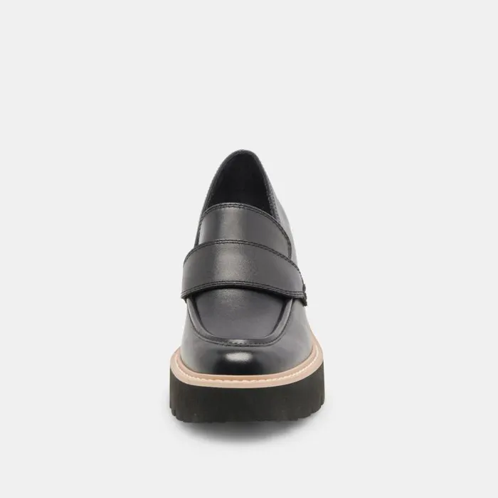 Dolce Vita Halona Loafers Onyx Leather Women Flats and Loafers