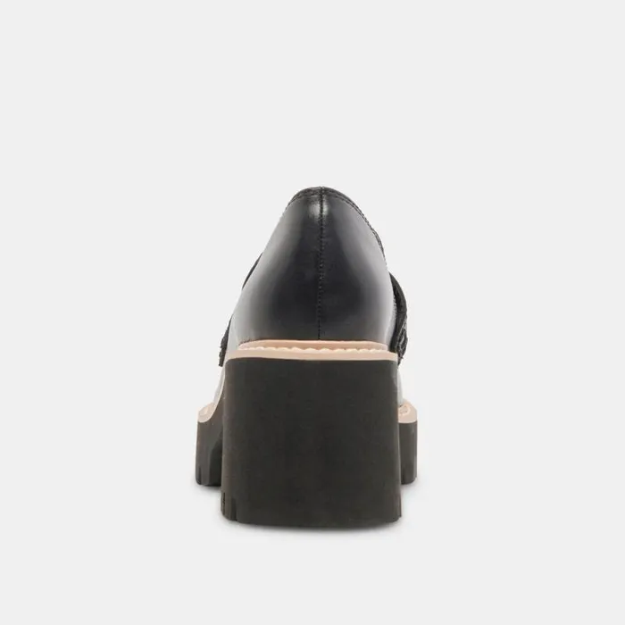Dolce Vita Halona Loafers Onyx Leather Women Flats and Loafers