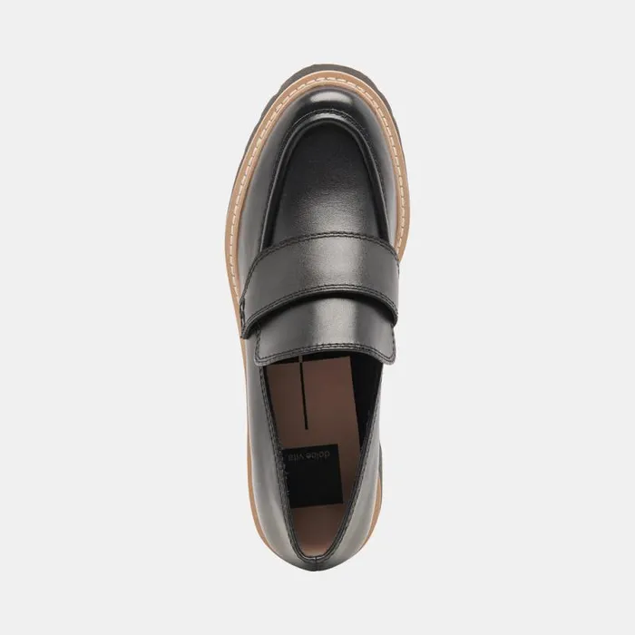 Dolce Vita Halona Loafers Onyx Leather Women Flats and Loafers