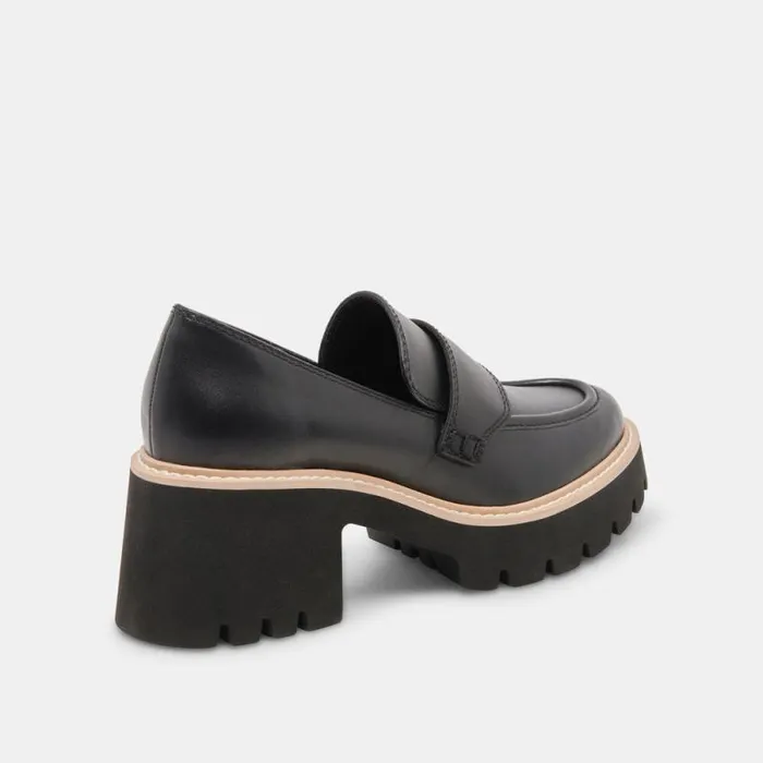 Dolce Vita Halona Loafers Onyx Leather Women Flats and Loafers