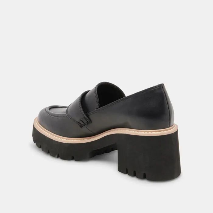 Dolce Vita Halona Loafers Onyx Leather Women Flats and Loafers