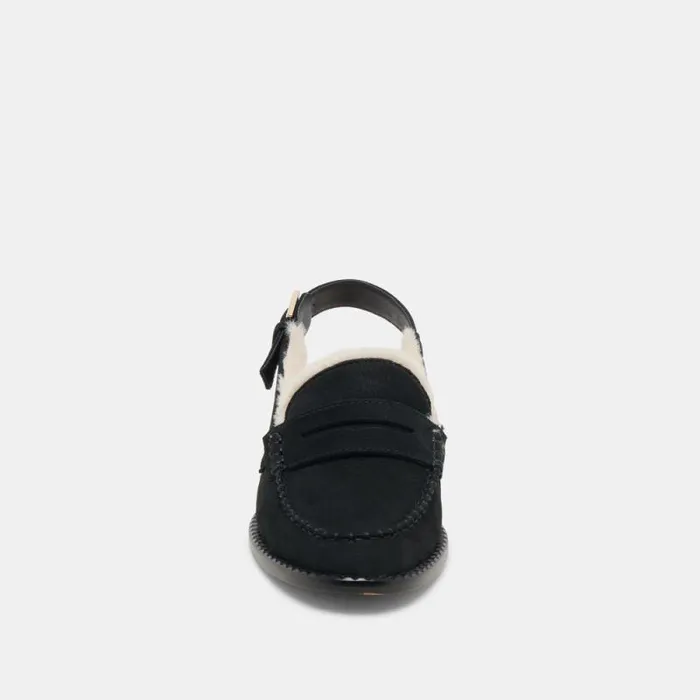Dolce Vita Hardi Plush Loafers Black Nubuck Women Flats and Loafers