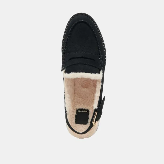 Dolce Vita Hardi Plush Loafers Black Nubuck Women Flats and Loafers