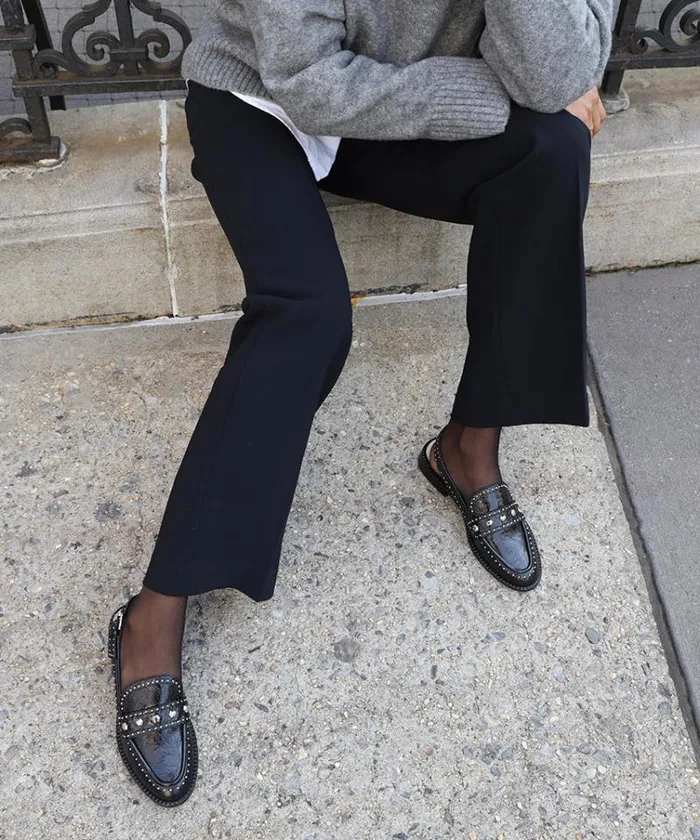 Dolce Vita Hardi Stud Loafers Midnight Crinkle Patent Women Flats and Loafers