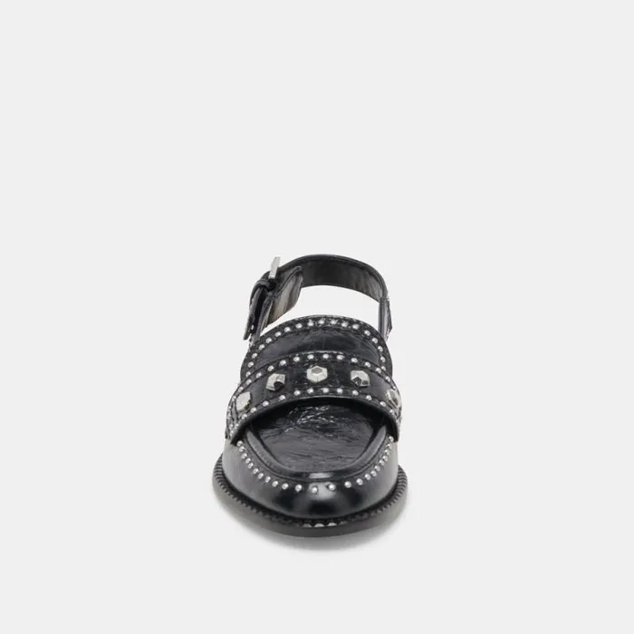 Dolce Vita Hardi Stud Loafers Midnight Crinkle Patent Women Flats and Loafers