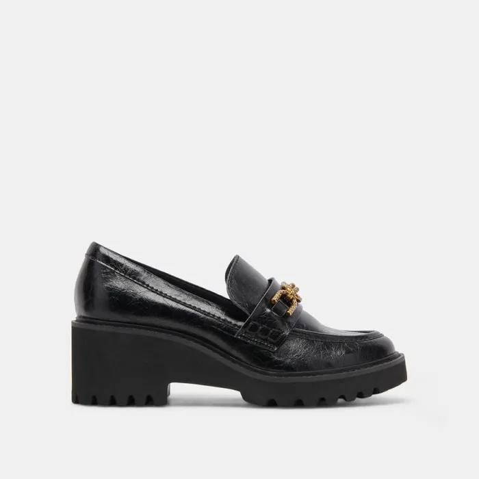 Dolce Vita Harlen Loafer Midnight Crinkle Patent Women Flats and Loafers