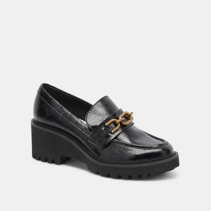 Dolce Vita Harlen Loafer Midnight Crinkle Patent Women Flats and Loafers
