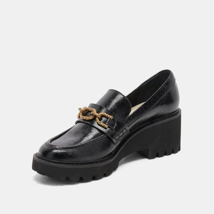 Dolce Vita Harlen Loafer Midnight Crinkle Patent Women Flats and Loafers