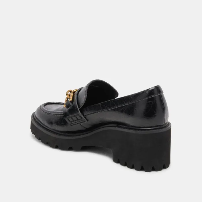Dolce Vita Harlen Loafer Midnight Crinkle Patent Women Flats and Loafers