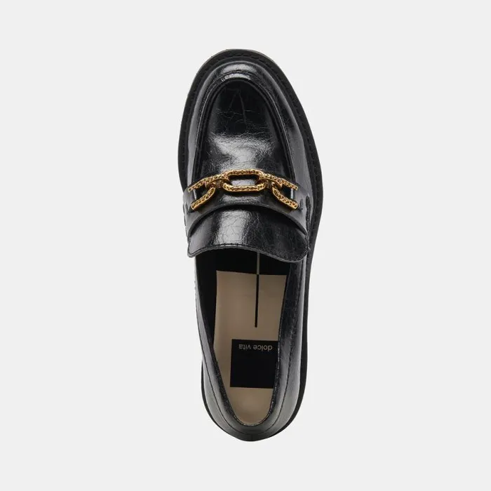 Dolce Vita Harlen Loafer Midnight Crinkle Patent Women Flats and Loafers