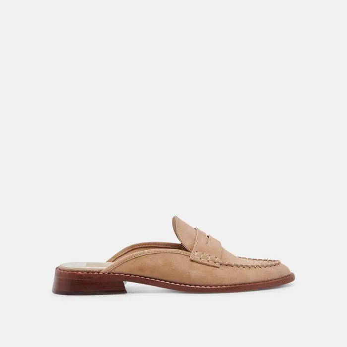 Dolce Vita Havan Loafers Camel Suede Women Mules and Clogs