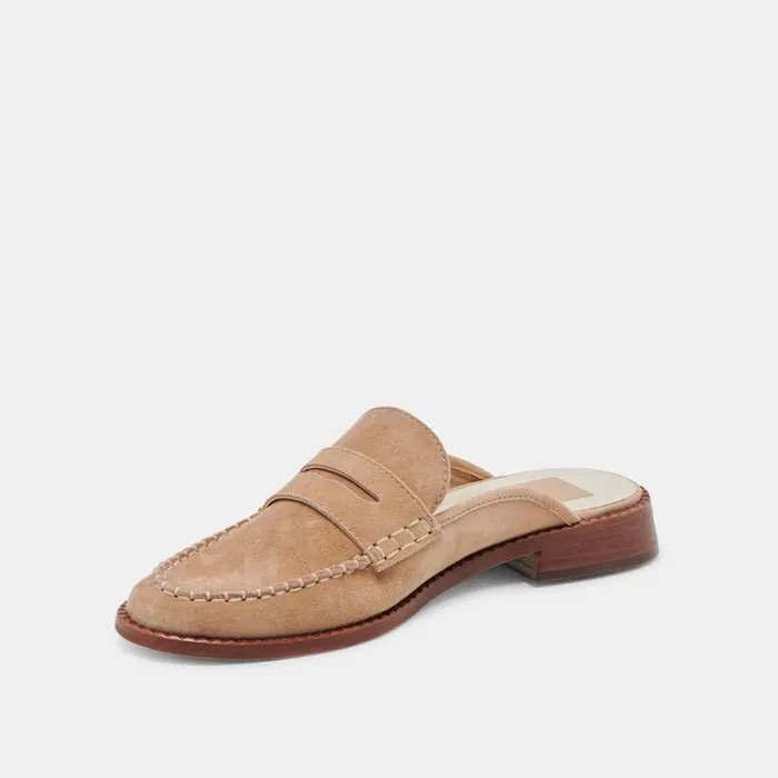 Dolce Vita Havan Loafers Camel Suede Women Mules and Clogs
