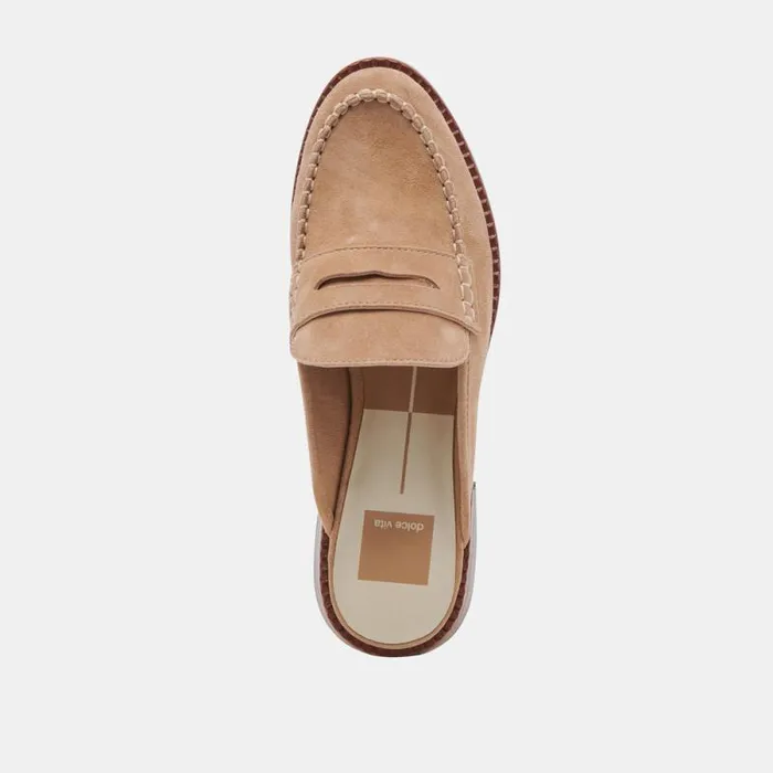 Dolce Vita Havan Loafers Camel Suede Women Mules and Clogs