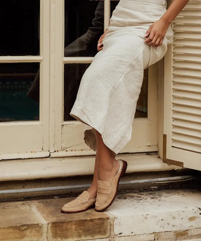 Dolce Vita Havan Loafers Camel Suede Women Mules and Clogs