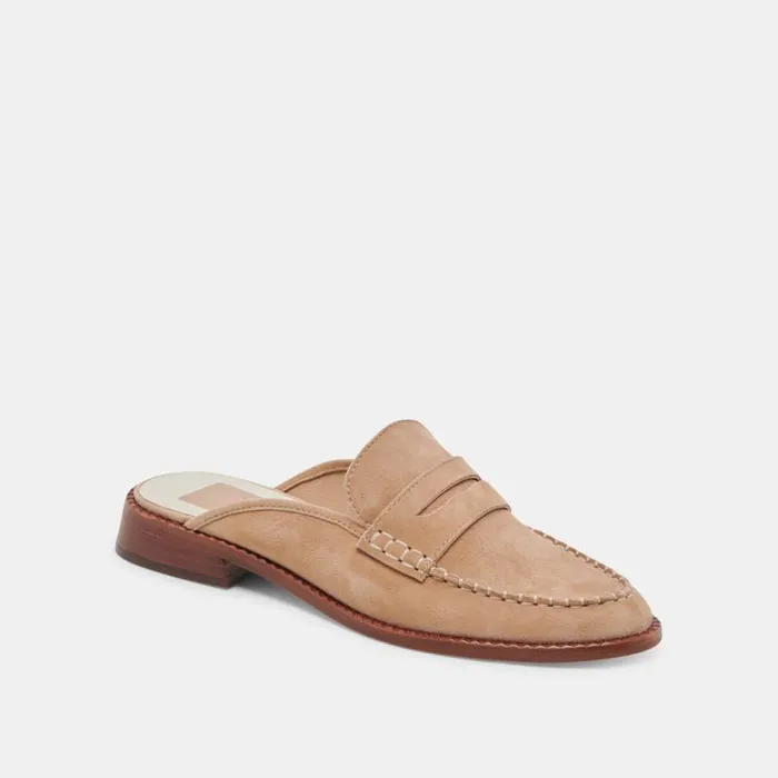 Dolce Vita Havan Loafers Camel Suede Women Mules and Clogs