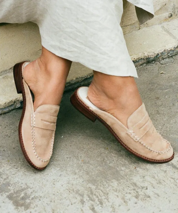 Dolce Vita Havan Loafers Camel Suede Women Mules and Clogs