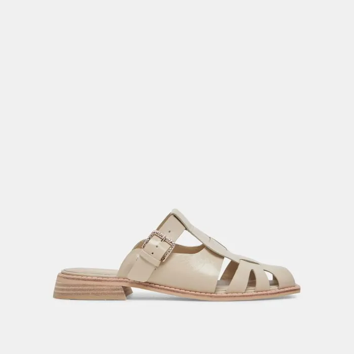 Dolce Vita Hippie Flats Sand Crinkle Patent Women Sandals