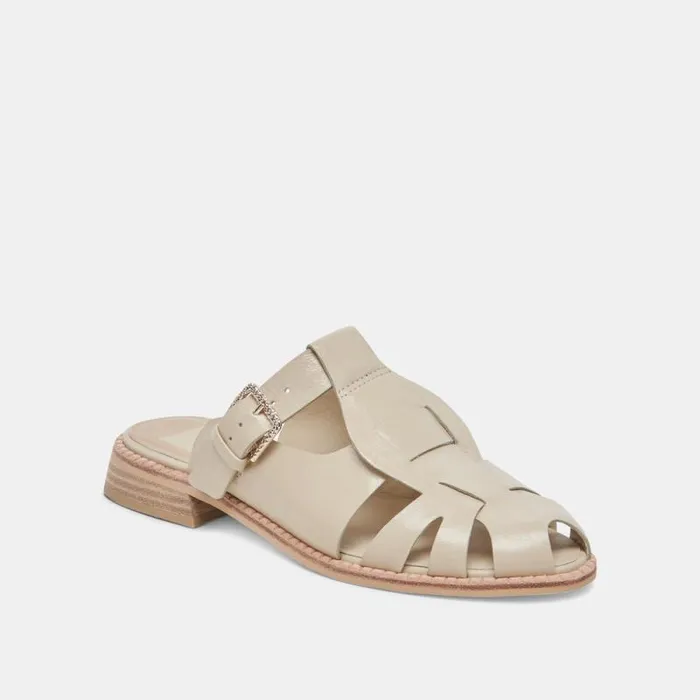 Dolce Vita Hippie Flats Sand Crinkle Patent Women Sandals