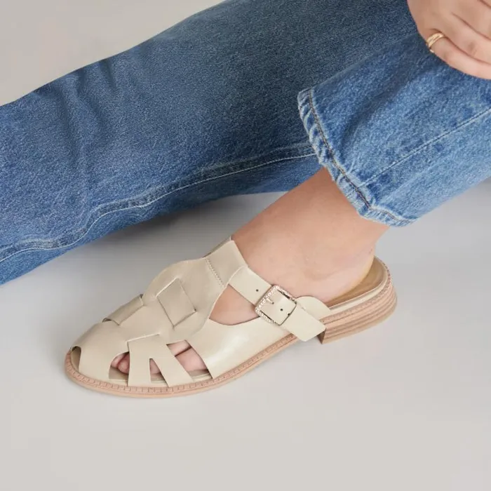 Dolce Vita Hippie Flats Sand Crinkle Patent Women Sandals