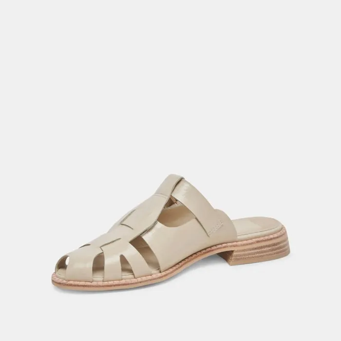 Dolce Vita Hippie Flats Sand Crinkle Patent Women Sandals