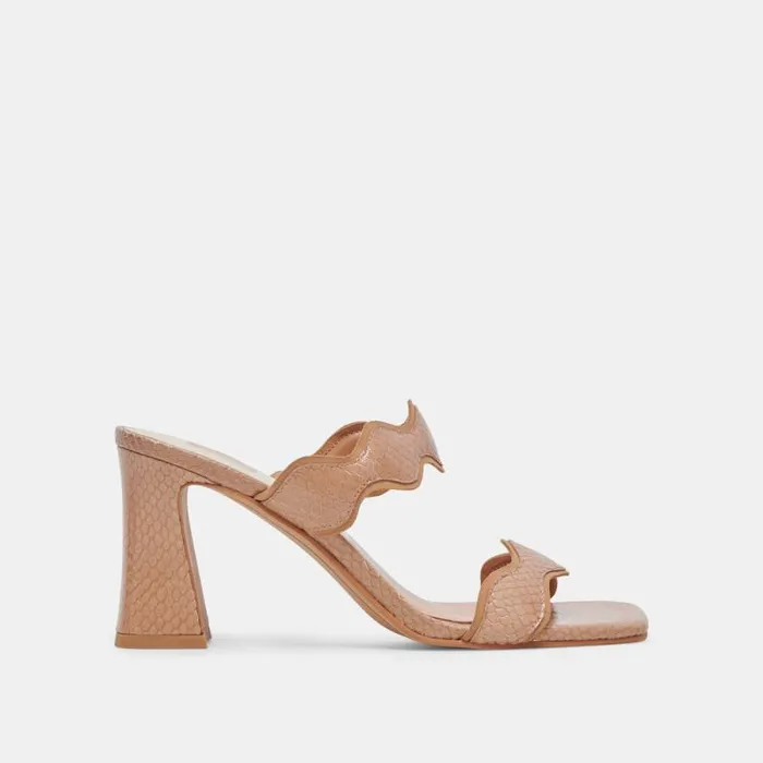 Dolce Vita Ilva Heels Toffee Embossed Leather Women Heels