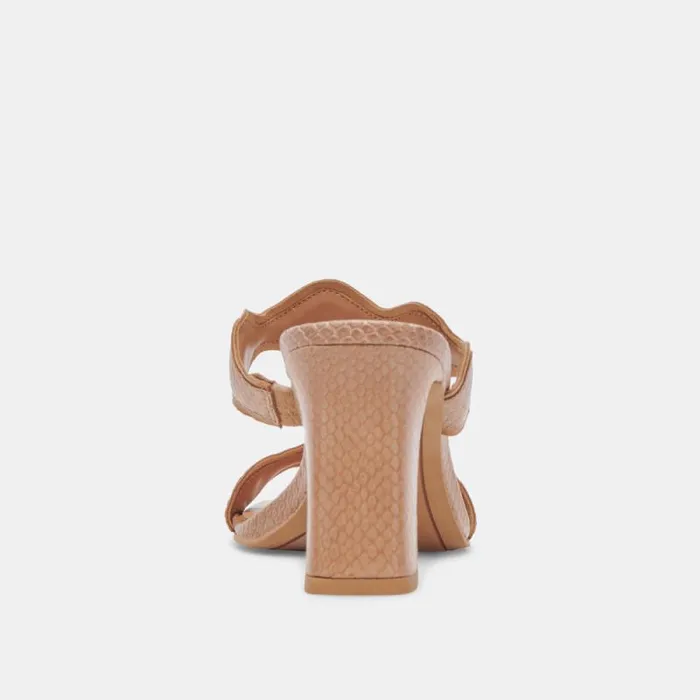 Dolce Vita Ilva Heels Toffee Embossed Leather Women Heels