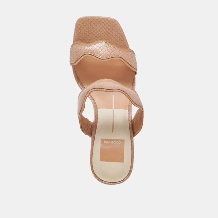 Dolce Vita Ilva Heels Toffee Embossed Leather Women Heels