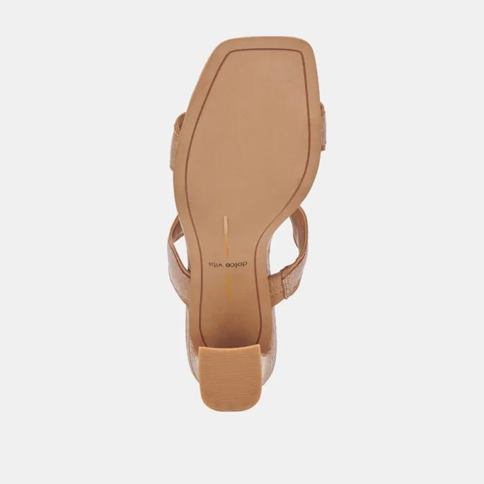 Dolce Vita Ilva Heels Toffee Embossed Leather Women Heels