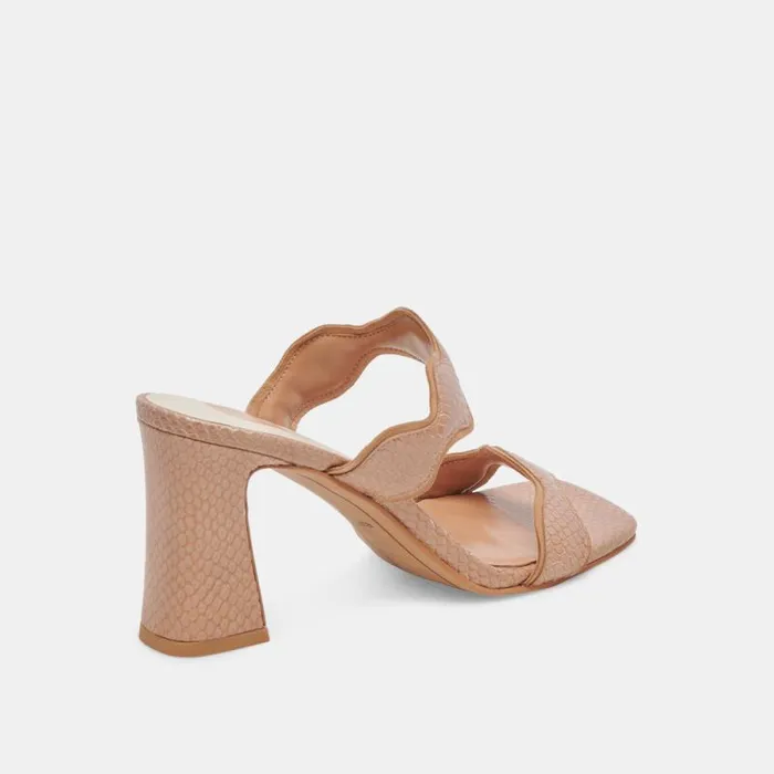 Dolce Vita Ilva Heels Toffee Embossed Leather Women Heels