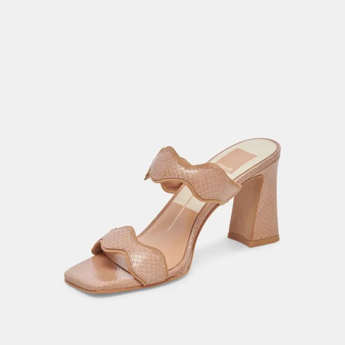 Dolce Vita Ilva Heels Toffee Embossed Leather Women Heels